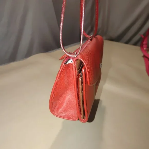 Brighton Retired Lipstick Red Leather Purse Crossbody Organizer Embellishment